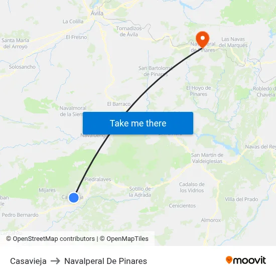 Casavieja to Navalperal De Pinares map