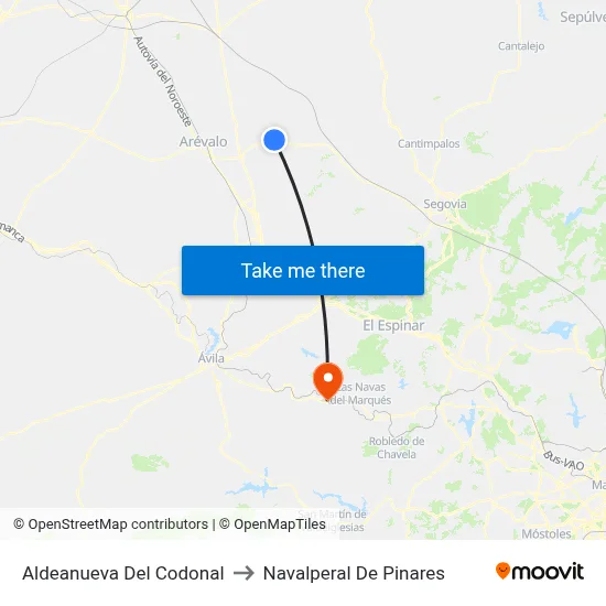 Aldeanueva Del Codonal to Navalperal De Pinares map