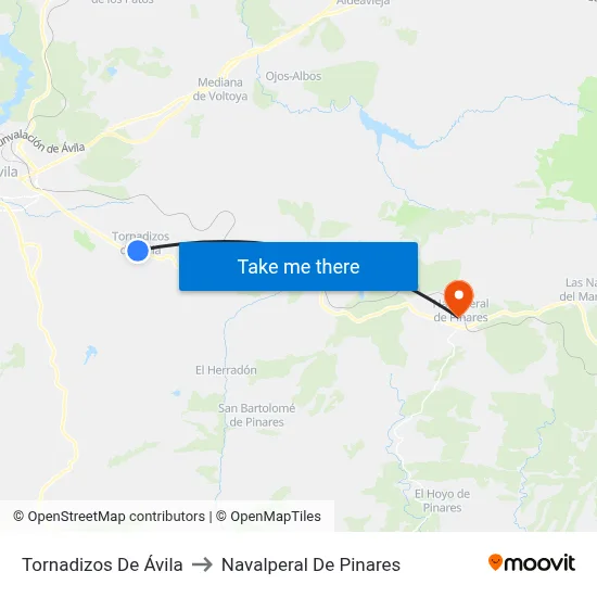 Tornadizos De Ávila to Navalperal De Pinares map