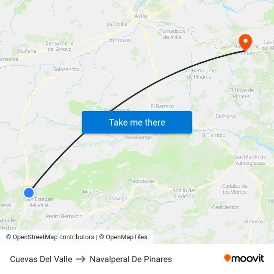 Cuevas Del Valle to Navalperal De Pinares map
