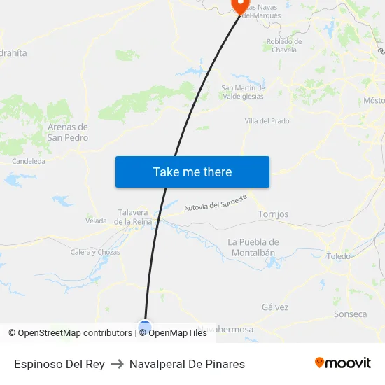 Espinoso Del Rey to Navalperal De Pinares map