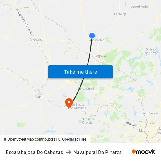 Escarabajosa De Cabezas to Navalperal De Pinares map