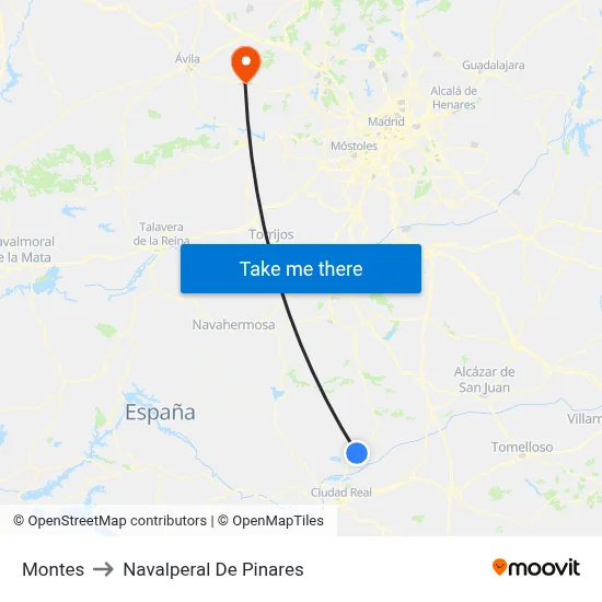Montes to Navalperal De Pinares map