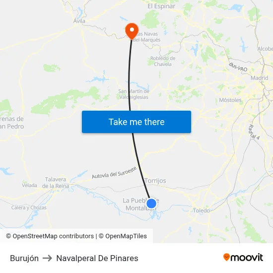 Burujón to Navalperal De Pinares map