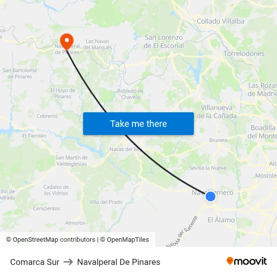 Comarca Sur to Navalperal De Pinares map