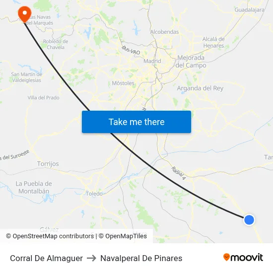 Corral De Almaguer to Navalperal De Pinares map