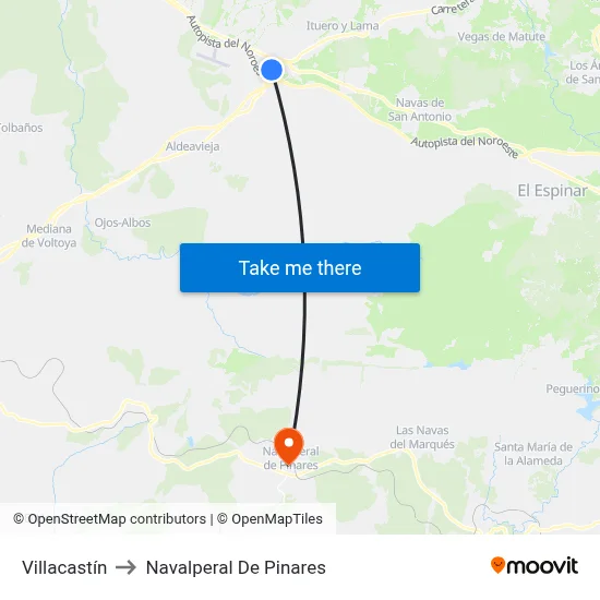 Villacastín to Navalperal De Pinares map