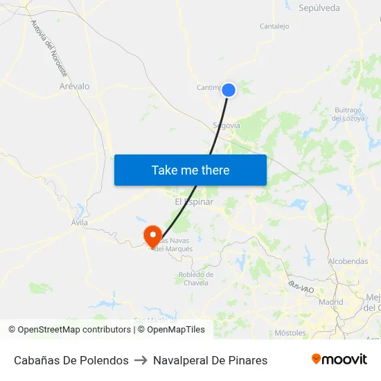 Cabañas De Polendos to Navalperal De Pinares map