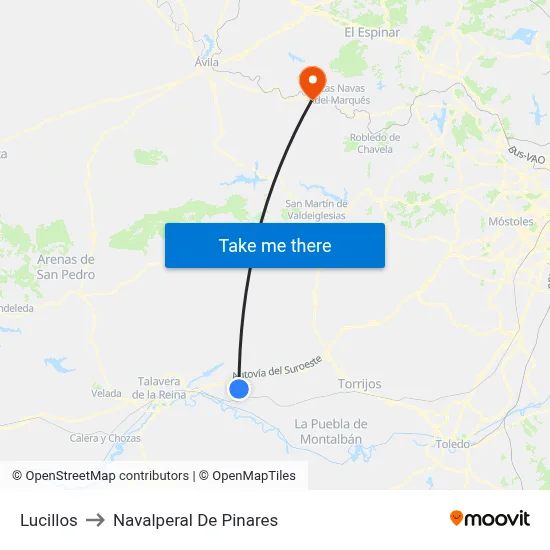 Lucillos to Navalperal De Pinares map