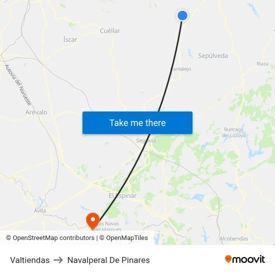 Valtiendas to Navalperal De Pinares map