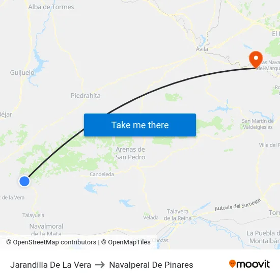 Jarandilla De La Vera to Navalperal De Pinares map