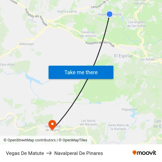 Vegas De Matute to Navalperal De Pinares map