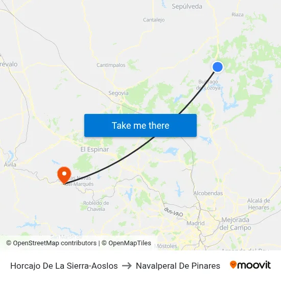 Horcajo De La Sierra-Aoslos to Navalperal De Pinares map