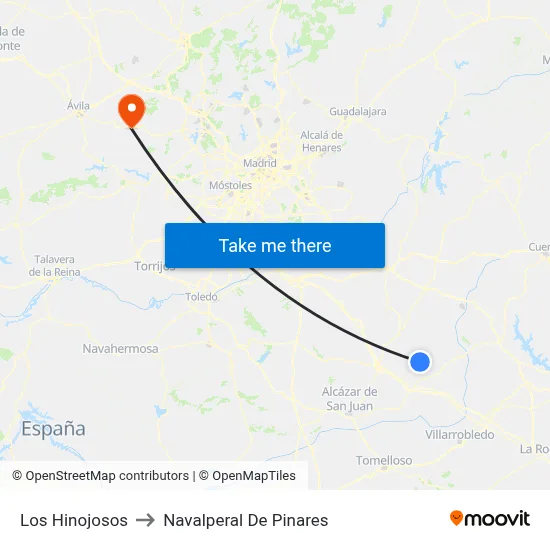 Los Hinojosos to Navalperal De Pinares map
