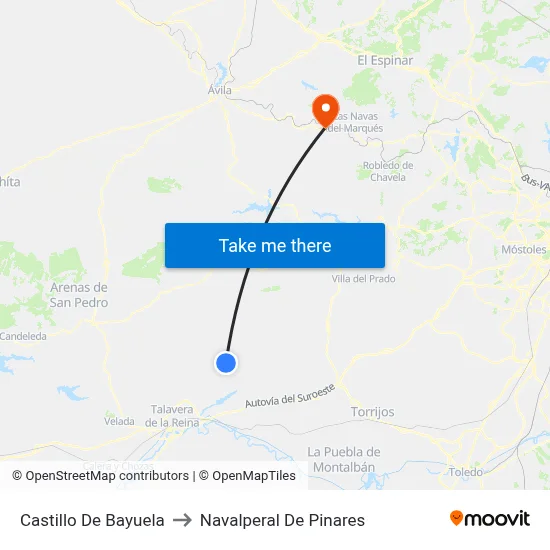 Castillo De Bayuela to Navalperal De Pinares map