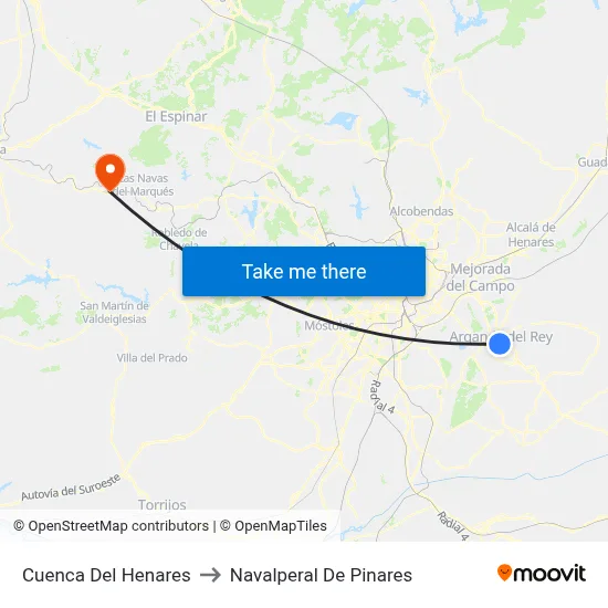 Cuenca Del Henares to Navalperal De Pinares map