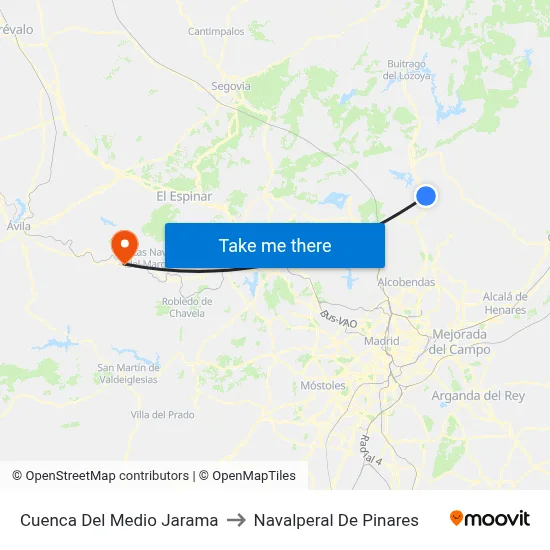 Cuenca Del Medio Jarama to Navalperal De Pinares map