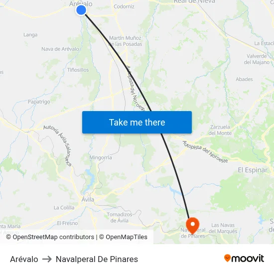 Arévalo to Navalperal De Pinares map