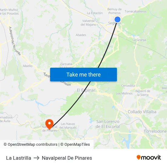 La Lastrilla to Navalperal De Pinares map