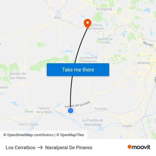 Los Cerralbos to Navalperal De Pinares map