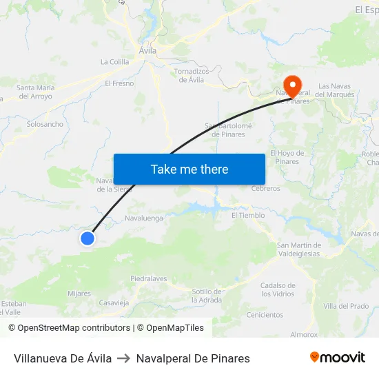 Villanueva De Ávila to Navalperal De Pinares map