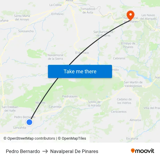 Pedro Bernardo to Navalperal De Pinares map