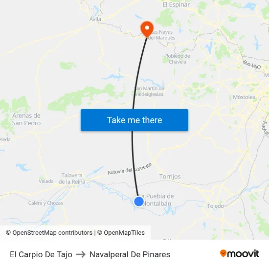 El Carpio De Tajo to Navalperal De Pinares map
