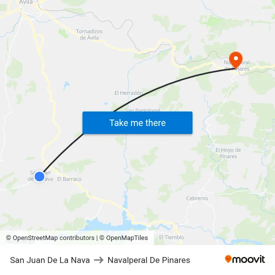 San Juan De La Nava to Navalperal De Pinares map