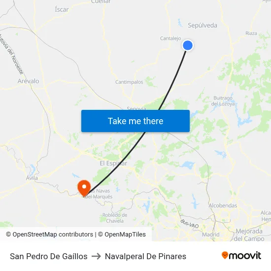 San Pedro De Gaíllos to Navalperal De Pinares map