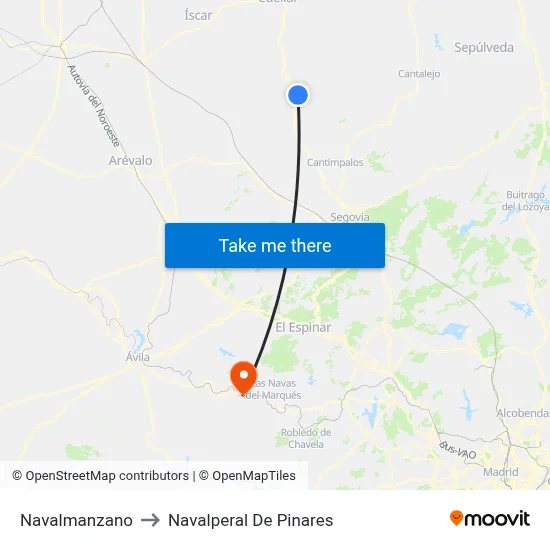 Navalmanzano to Navalperal De Pinares map