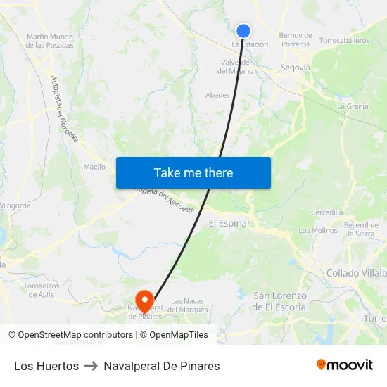 Los Huertos to Navalperal De Pinares map