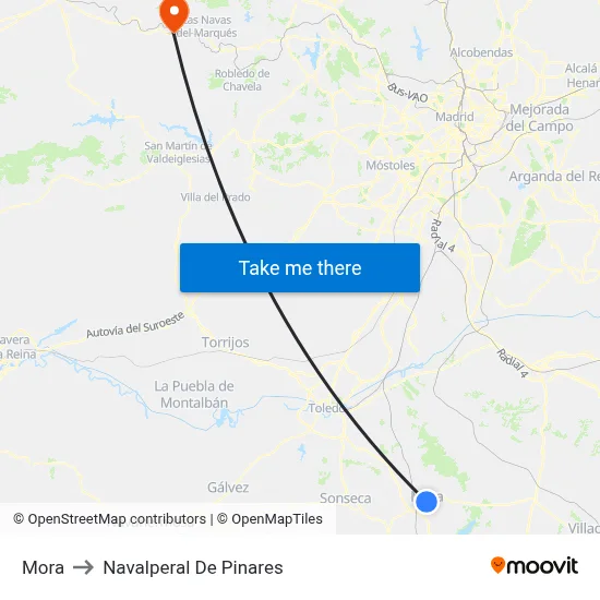 Mora to Navalperal De Pinares map