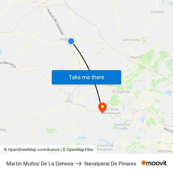 Martín Muñoz De La Dehesa to Navalperal De Pinares map