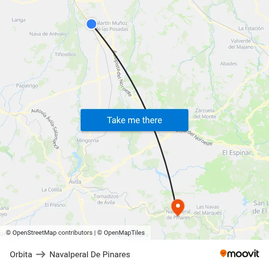 Orbita to Navalperal De Pinares map