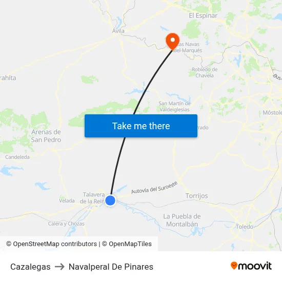Cazalegas to Navalperal De Pinares map
