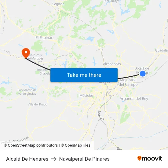 Alcalá De Henares to Navalperal De Pinares map