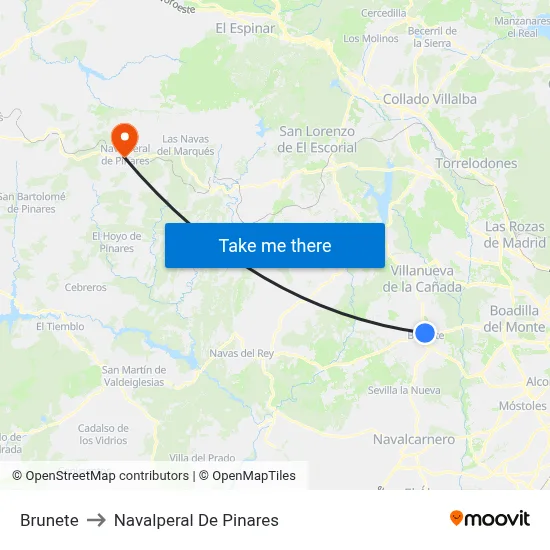 Brunete to Navalperal De Pinares map