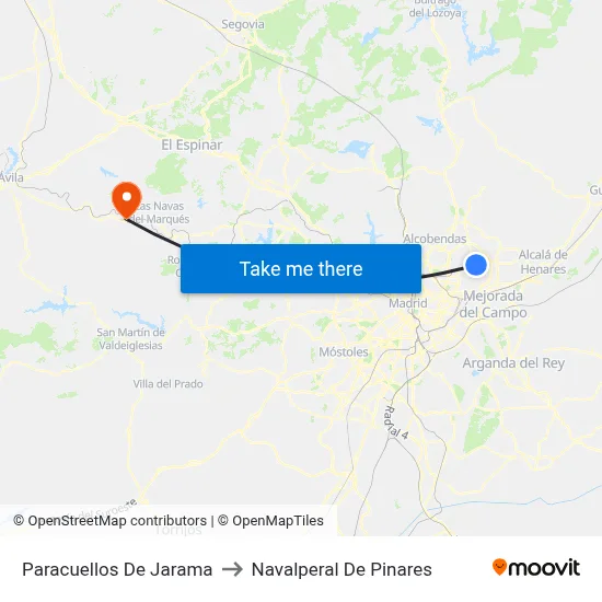 Paracuellos De Jarama to Navalperal De Pinares map