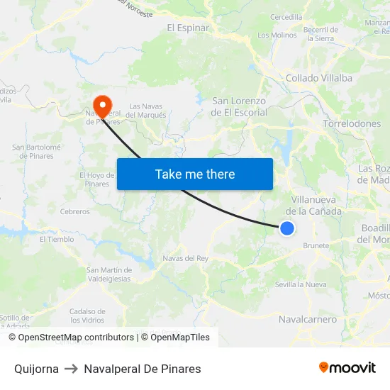 Quijorna to Navalperal De Pinares map