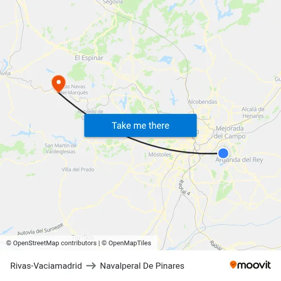 Rivas-Vaciamadrid to Navalperal De Pinares map