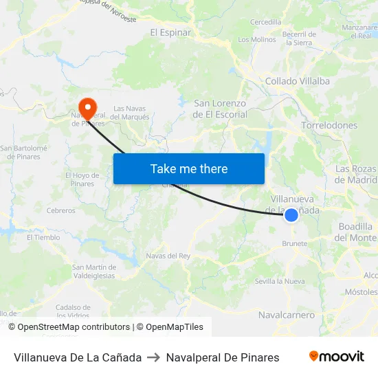 Villanueva De La Cañada to Navalperal De Pinares map