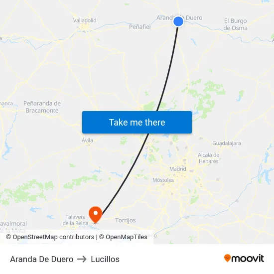 Aranda De Duero to Lucillos map