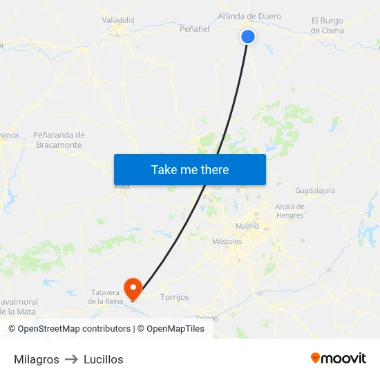 Milagros to Lucillos map