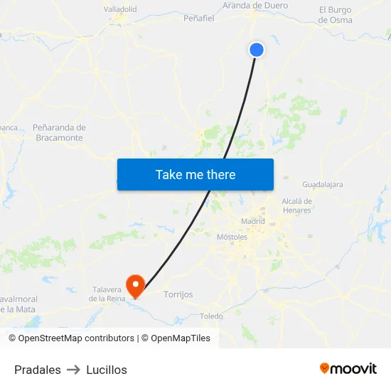 Pradales to Lucillos map
