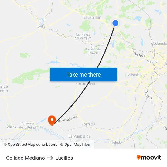 Collado Mediano to Lucillos map