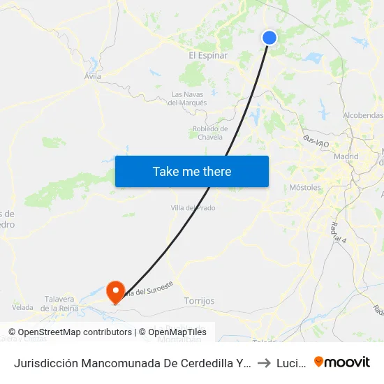 Jurisdicción Mancomunada De Cerdedilla Y Navacerrada to Lucillos map