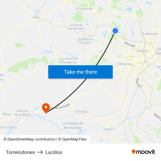Torrelodones to Lucillos map