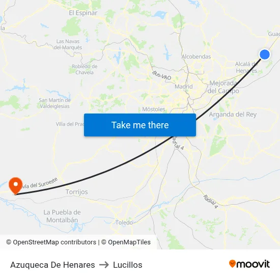 Azuqueca De Henares to Lucillos map