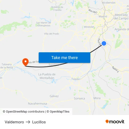 Valdemoro to Lucillos map