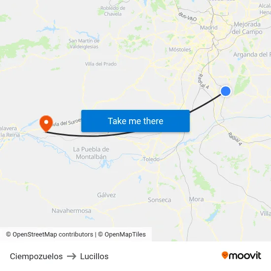 Ciempozuelos to Lucillos map